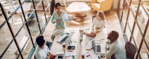 Recruitment meeting to discuss matching clients and candidates